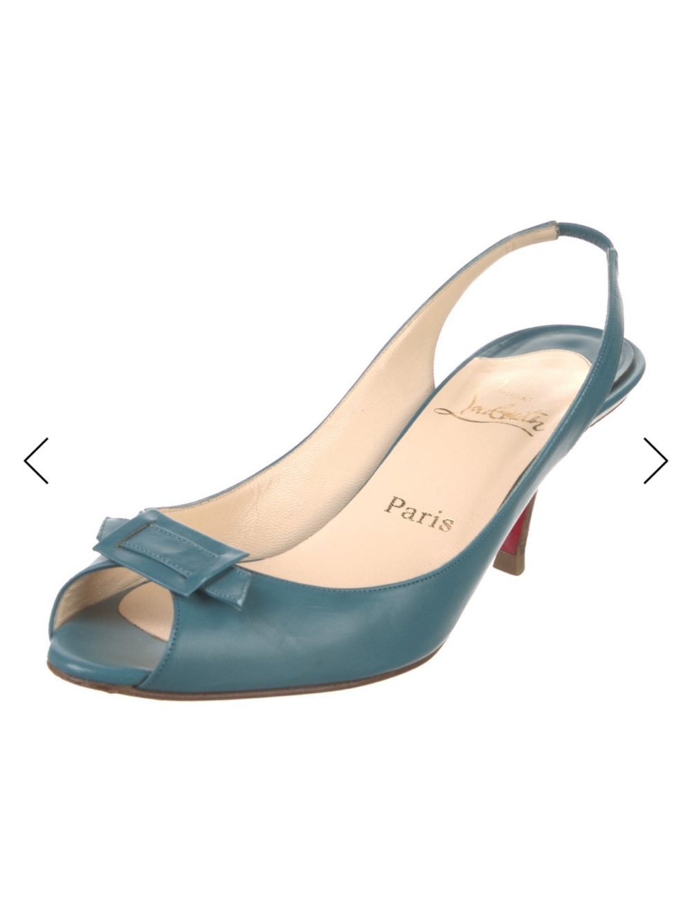 Christian Louboutin Teal Slingback Peep-Toe Pump - Picture 2 of 5